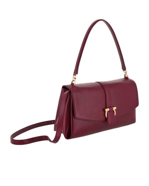 Ferragamo Purple Front Flap Shoulder Bag