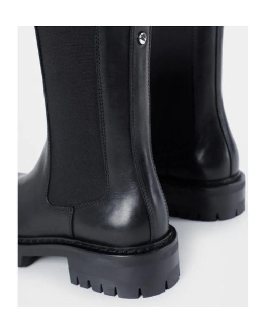 Ann Demeulemeester Black Elastic-Panel Leather Boots