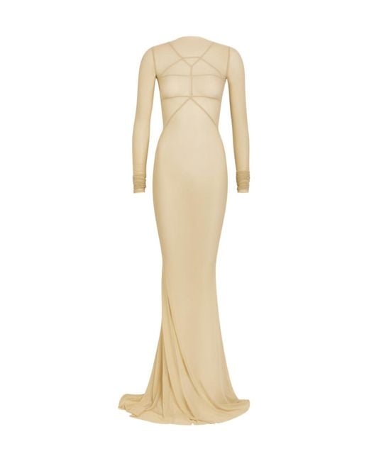 Rick Owens Natural Temple Panelled Stretch-Tulle Gown