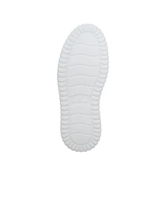 Hogan White Round-Toe Lace-Up Sneakers