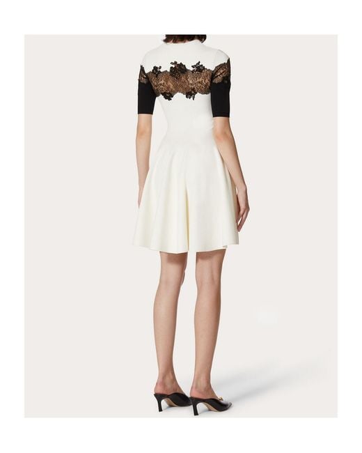 Valentino White Lace-Panel A-Line Dress