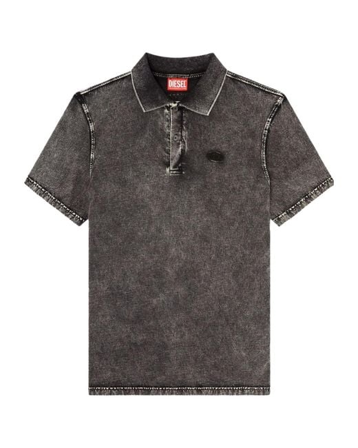 DIESEL Gray T-Rejust-Nc-Den Denim-Effect Polo Shirt for men
