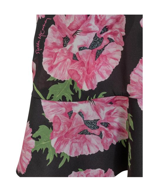 Stella McCartney Black Flower Printed Short-Sleeve Dress
