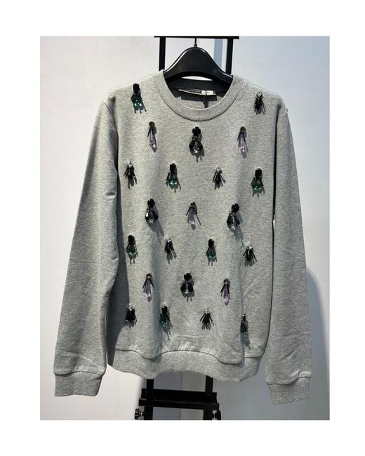 Sportmax Gray Round-Collar Long-Sleeve Hoodie