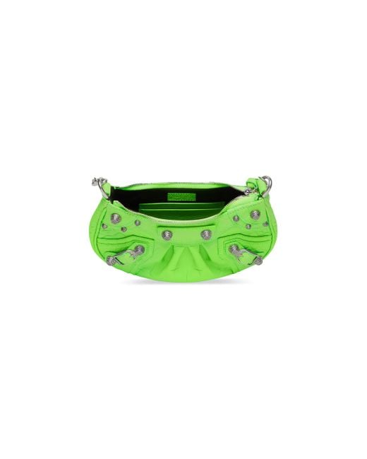 Balenciaga Le Cagole Mini Bag With Chain Crocodile Embossed In Bright Green