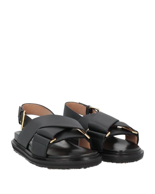 Marni Black Round-Toe One-Strap Sandals