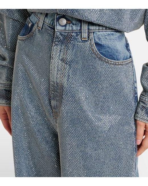 Stella McCartney Blue Crystal-Embellished Wide-Leg Jeans