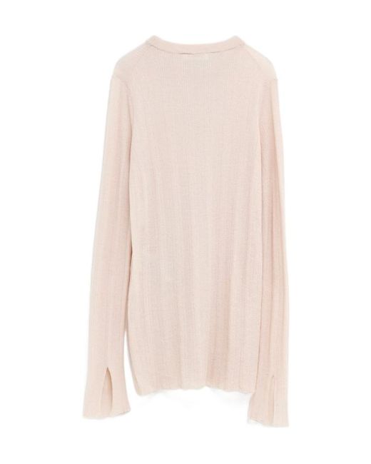 Jil Sander Pink Fine-Ribbed Top