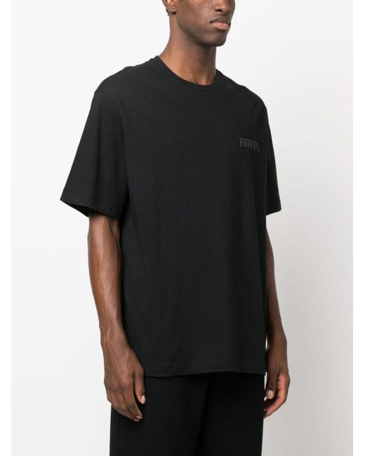 Ferrari Black T-Shirt With Round Neck And Short Sleeves for men