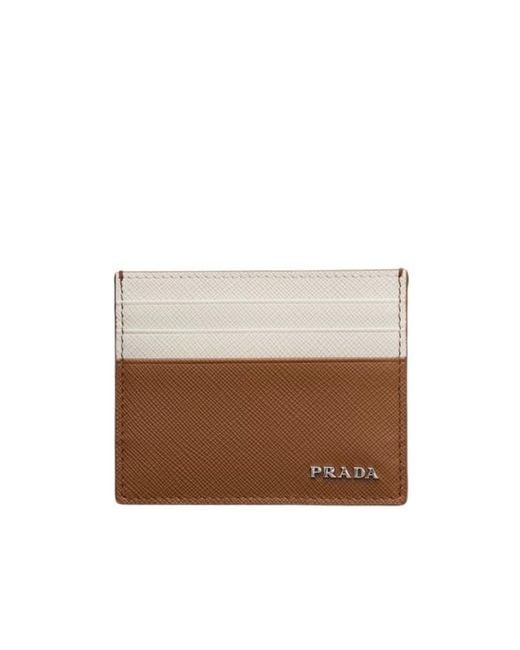 Prada White Saffiano Leather Card Holder