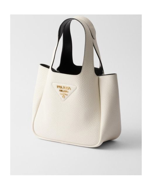Prada White Logo Shopping Tote Bag