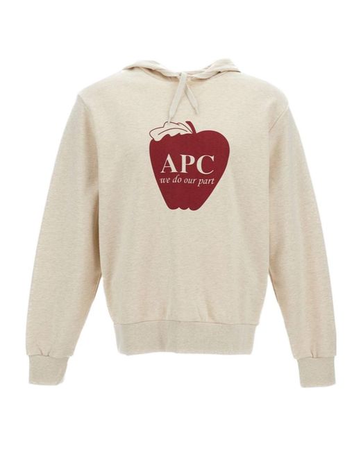 A.P.C. White Logo Printed Drawstring Hoodie for men