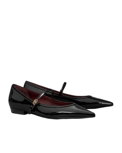 Tory Burch Black Double T-Buckle Ballet Flats