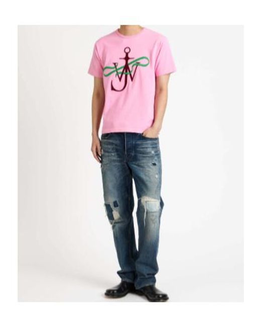 J.W. Anderson Blue Jw Anderson Distressed Mid-Waisted Straight-Leg Jeans for men