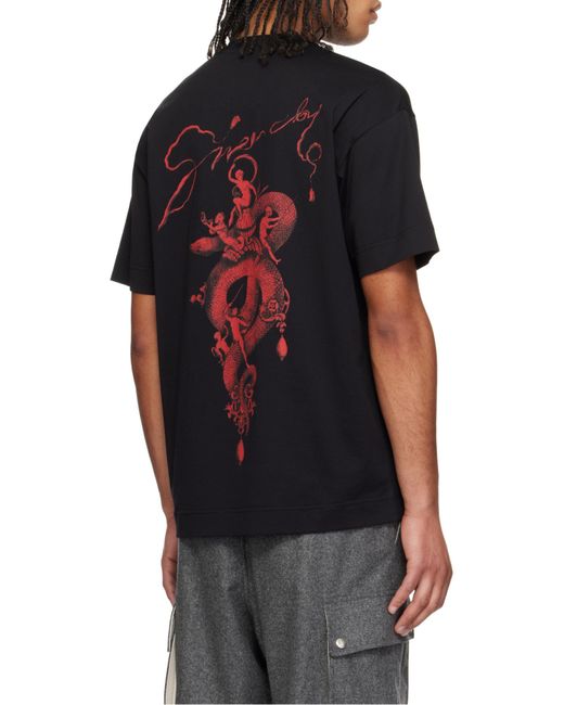 Givenchy Black Snake Printed Crewneck T-Shirt for men