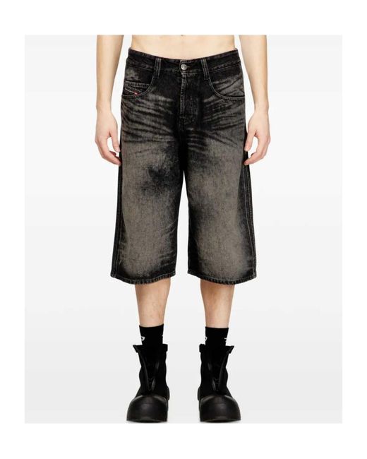 DIESEL Black D-Enim-M-Short-S Long Bermuda Shorts for men
