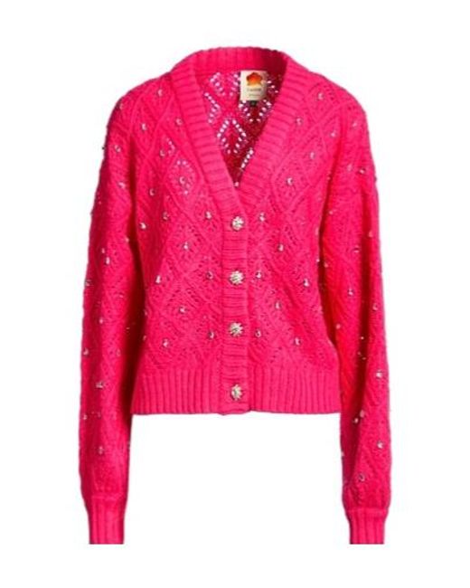 Farm Rio Pink Solid-Color Knitted Cardigan