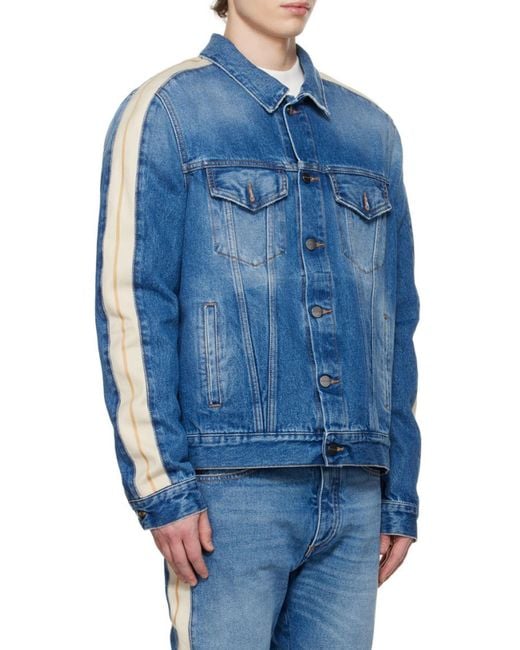 Palm Angels Blue Long Sleeved Track Jacket for men