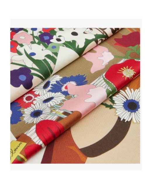 Fendi White Florist Square Scarf