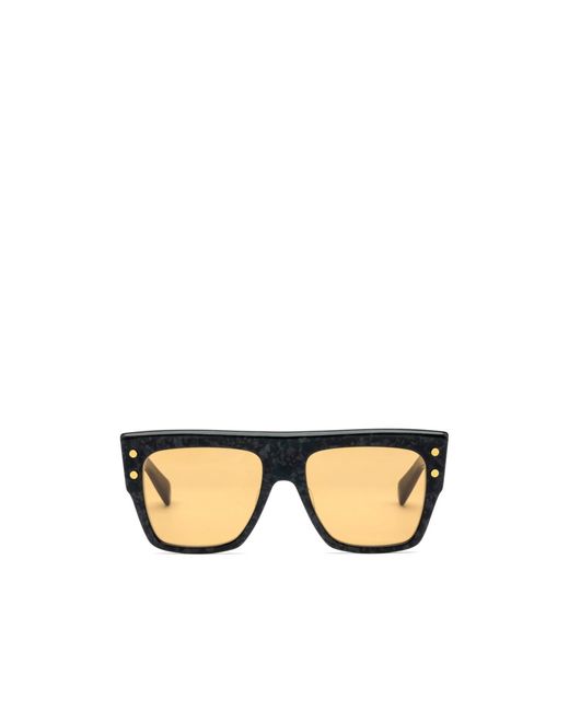 Balmain Metallic Eyewear Curved Tip Square Frame Sunglasses for men