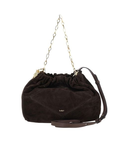 Ba&sh Black Chain Strap Suede Shoulder Bag