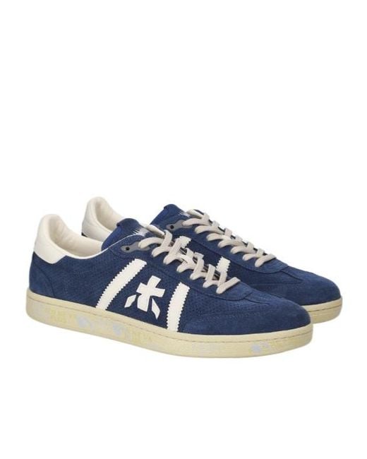 Premiata Blue Round-Toe Sneakers for men