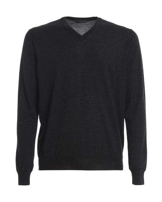 Drumohr Black V-Neck Knitted Jumper for men