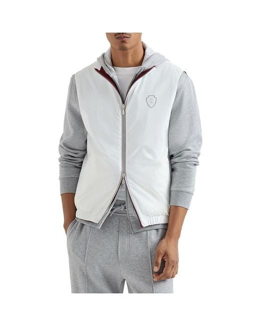 Brunello Cucinelli White Zippered Vest for men