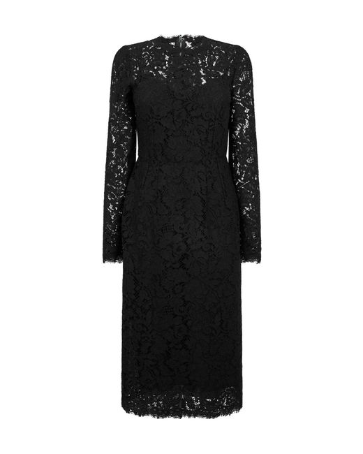 Dolce & Gabbana Black Lace Midi Dress
