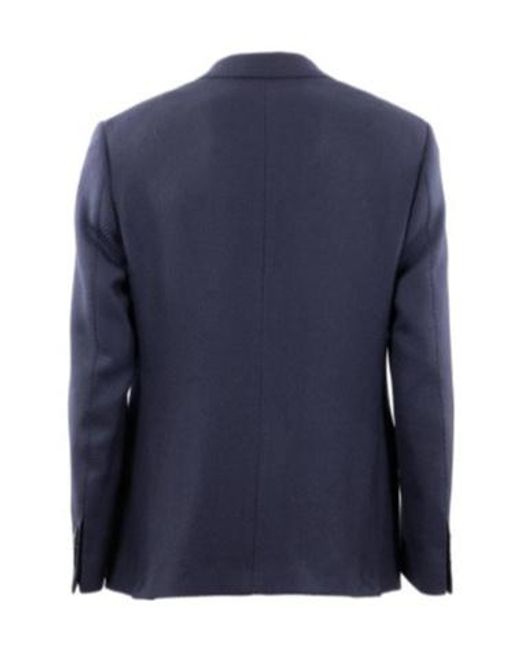 Etro Blue Notched Patterned Blazer for men