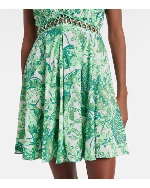 Poupette Green Cecile Cutout Printed Minidress