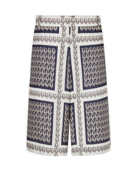 Dior White Oblique Bermuda Shorts for men