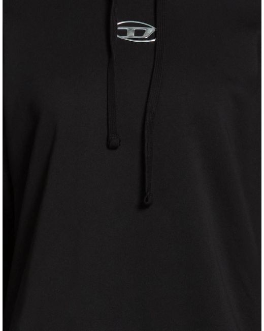 DIESEL Black Solid Color Hooded Track Jackets
