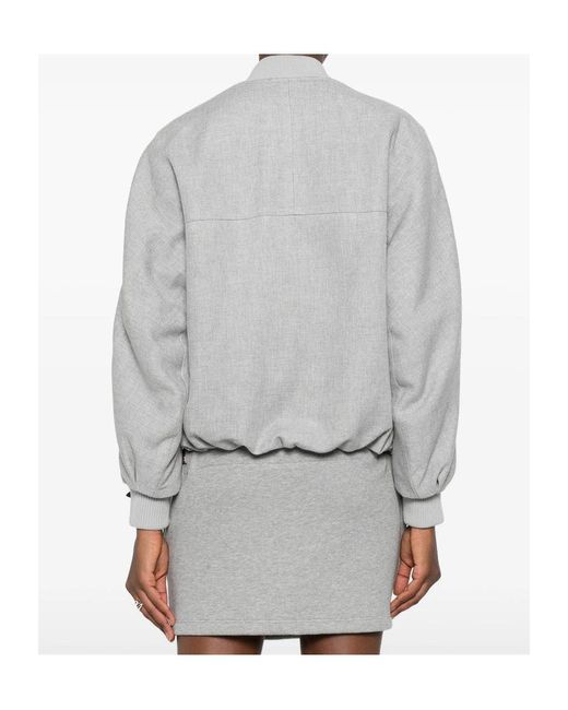 Closed Gray Zip-Up Bomber Jacket
