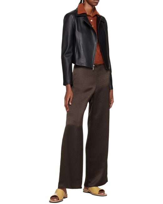 Vince Black Long-Sleeved Leather Jacket