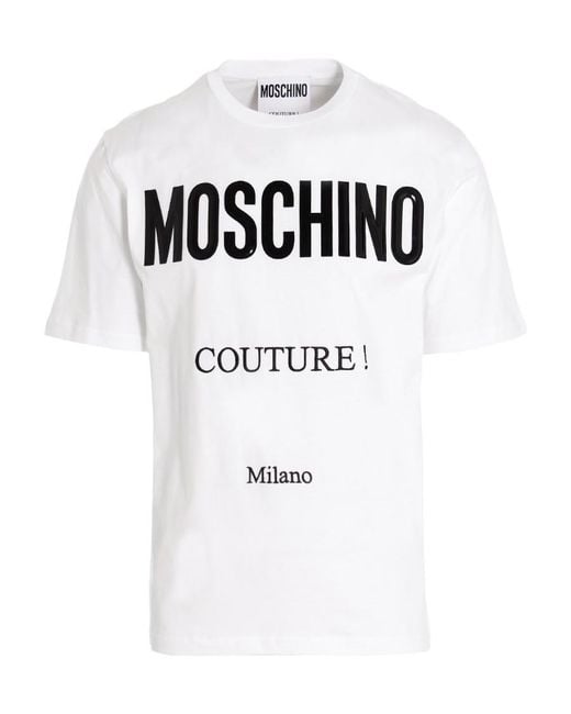 Moschino White Logo-Print Organic Cotton T-Shirt for men
