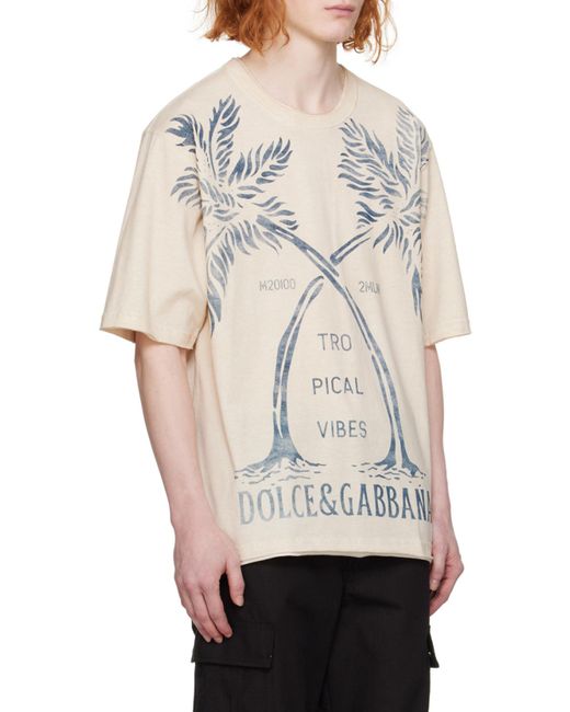 Dolce & Gabbana Natural Banana Tree Printed Short-Sleeved T-Shirt for men