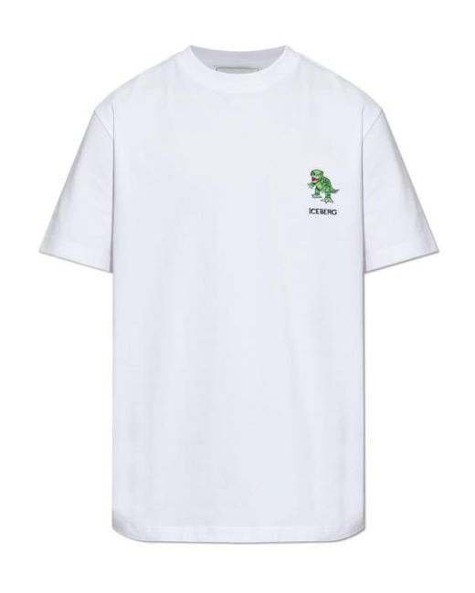 Iceberg White Short Sleeve Crewneck T-Shirt for men