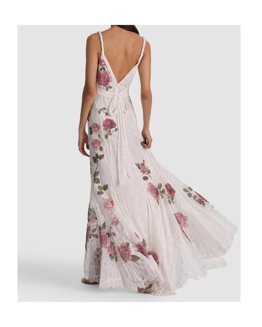 Alice + Olivia White Alice Olivia Nisa Floral Printed Long Dress