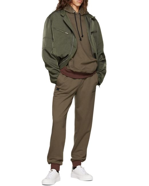 Helmut Lang Brown Logo Patch Drawstring Hoodie for men