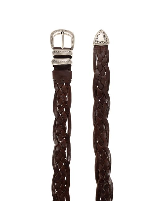 Brunello Cucinelli Brown Braided Buckle Belt for men