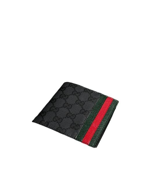 Gucci Black Bi-Fold Wallet With Web Card Slots for men