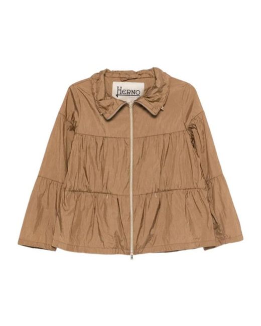 Herno Brown Ruffled Jacket