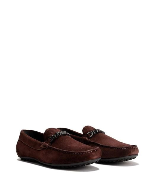 Emporio Armani Brown Suede Loafer Shoes for men