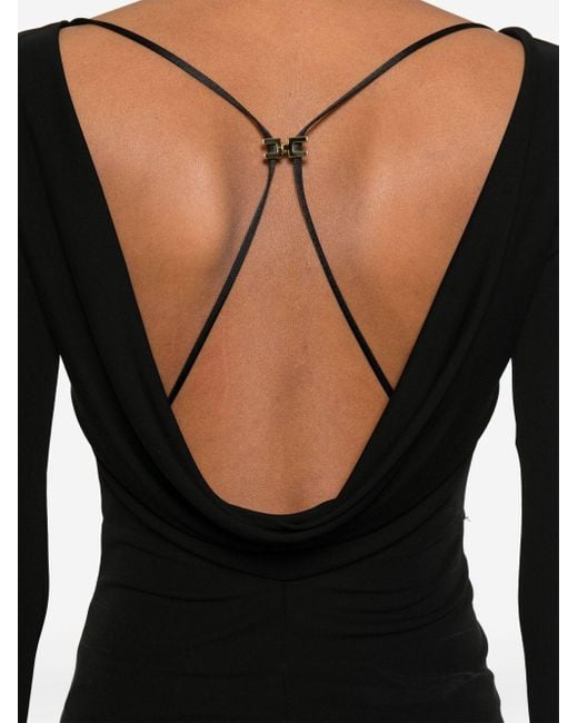 Elisabetta Franchi Black Boat Neck Draped Top