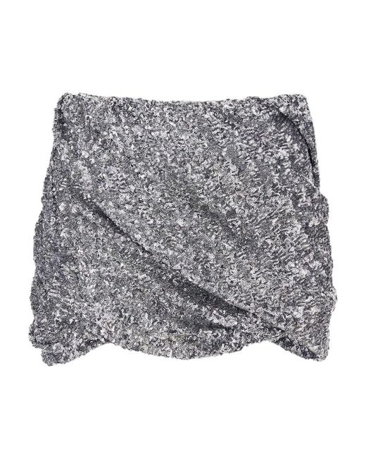 The Attico Gray The All-Over Sequinned Mini Skirt