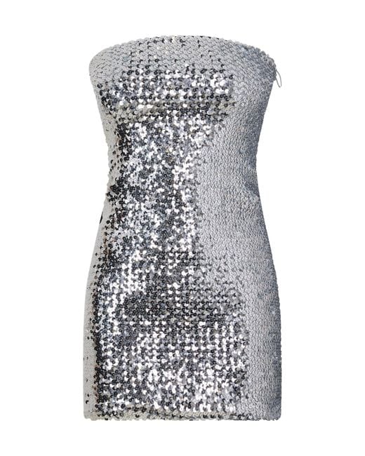 Gucci Gray Sequined Strapless Mini Dress