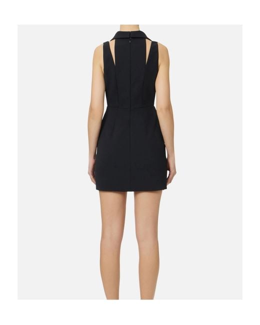 Elisabetta Franchi Black V-Neck Sleeveless Mini Dress