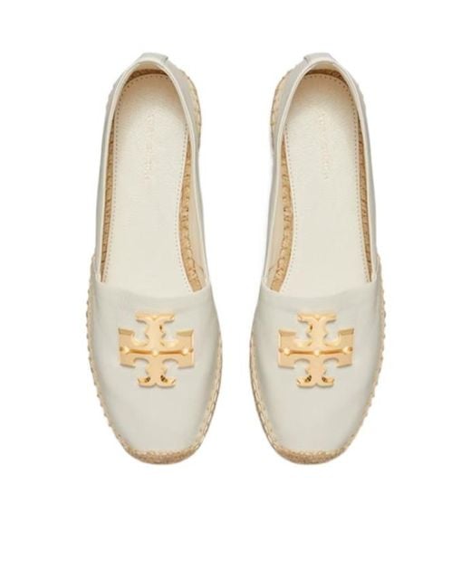 Tory Burch White Eleanor Logo Plaque Espadrilles