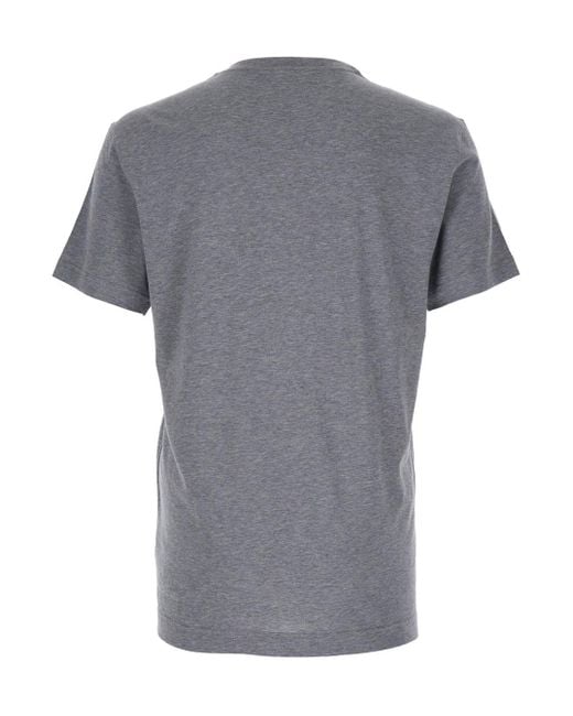 Dolce & Gabbana Gray Crewneck T-Shirt With Logo Lettering Print On The Front for men